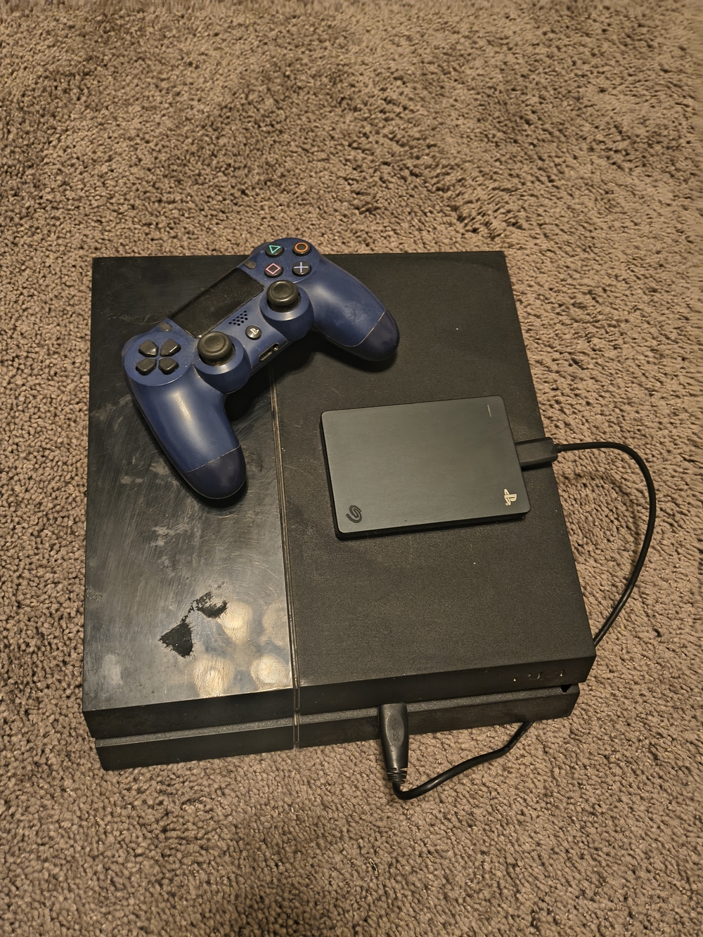 Sony PlayStation 4 Slim Black Console with Blue DualShock Controller